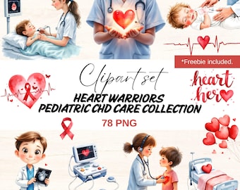 Heart Warriors, Pediatric Cardiac, CHD Awareness PNG, Heart Hero Medical Set (Digital Download)