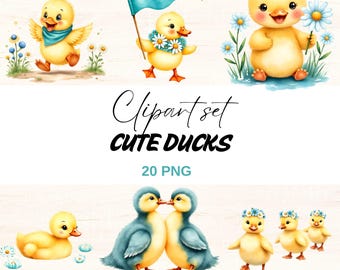 Watercolor Ducklings Clipart Set, Animal PNG (Digital Download)