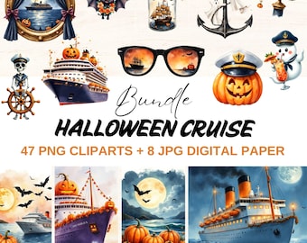 Halloween Cruise Bundle, Spooky Cruise, Ghost, Pumpkin, Ship, Nautical Halloween (Digital Download)