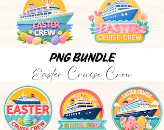 Easter Cruise Crew PNG Bundle, Knitted Embroidery Style (Digital Download)