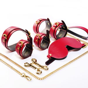 Luxury Bondage Bowknot Leather Body Straps Bondage Set 7 pcs Sensual Restraint with Elegant Detail