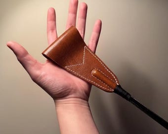 Frustino da equitazione in pelle vintage, accessorio equestre retrò, 21,3 pollici, accessorio artigianale in pelle
