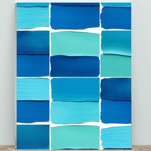 Impresión de arte mural abstracto – Decoración minimalista moderna azul / Descarga digital / Tidal Pull Three