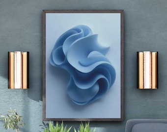 Abstrakt tryck | Cool abstrakt väggkonst | Konsttryck för hemmet | Högupplösta tryck | Digital nedladdning | Minimalistiskt konstverk | Cerulean Flow Two