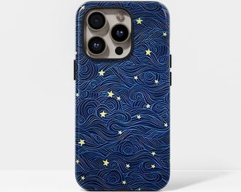 Starry Night Galaxy Phone Case: Celestial Wave Design with iPhone 17/16/15/14/13/12 Plus Pro Max Samsung S25/S24/S23/S22 Plus Ultra.