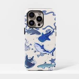 Whale shark design case with MagSafe protection for iPhone 17, 16, 15, 14, 13, 12, 11, Pro Max Plus, Samsung Galaxy S23, S22, S21, S20 Ultra