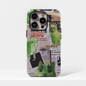 Alien Cat Collage Phone Case UFO Collage Phone Case for iPhone 17, 16, 15, 14, 13, 12, 11, Pro Max, Samsung Galaxy S23, S22, S21, S20 Ultra