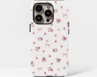 Pink Floral Case for iphone 17 16 15 14 13 12 11 Plus Pro Max Case, Samsung S25 S24 S23 S22 Plus Ultra