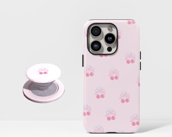 Jolie coque de portable rose cerise, iPhone 17 16 15 14 13 12 Plus Pro Max, Samsung S25 S24 S23 S22 Plus Ultra