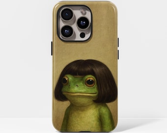Cute Frog Bob Hairstyle Phone Case, Compatible with iPhone 17, 16, 15, 14, 13, 12, 11, Pro Max, Samsung Galaxy S23, S22, S21, S20 Ultra