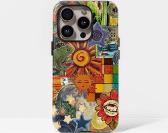 Retro Whimsy Art Collage Phone Case Compatible with iPhone 17, 16, 15, 14, 13, 12, 11, Pro Max, Samsung Galaxy S23, S22, S21, S20 Ultra