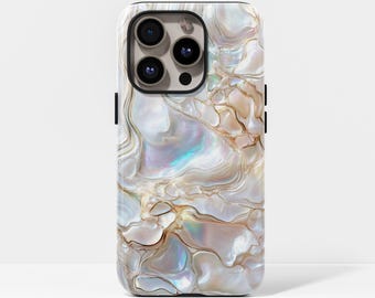Custodia con design in perla / Elegante custodia per telefono con stampa abalone per iPhone 17, 16, 15, 14, 13, 12, 11, Pro Max, Samsung Galaxy S23, S22, S21, S20 Ultra