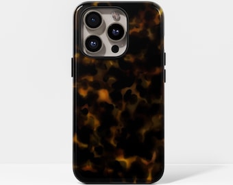 Dark Amber Tortoise Shell Phone Case for iPhone 17 16 15 14 13 12 Plus Pro Max, Compatible with Samsung S25 S24 S23 S22 Plus Ultra