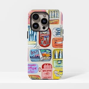 Vintage sardine can phone case, Italian summer mood with iPhone 17, 16, 15, 14, 13, 12, 11, Pro Max, Samsung Galaxy S23, S22, S21, S20 Ultra