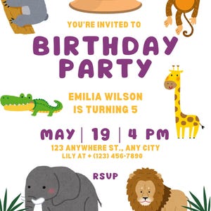 Custom Safari Birthday Invitations