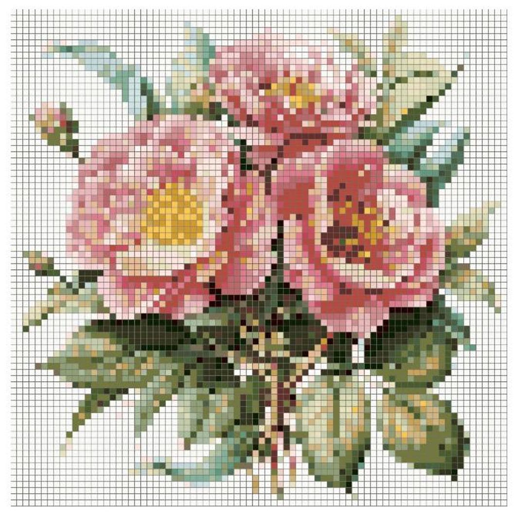 Lovely Pink Roses Cross Stitch Pattern PDF - Etsy