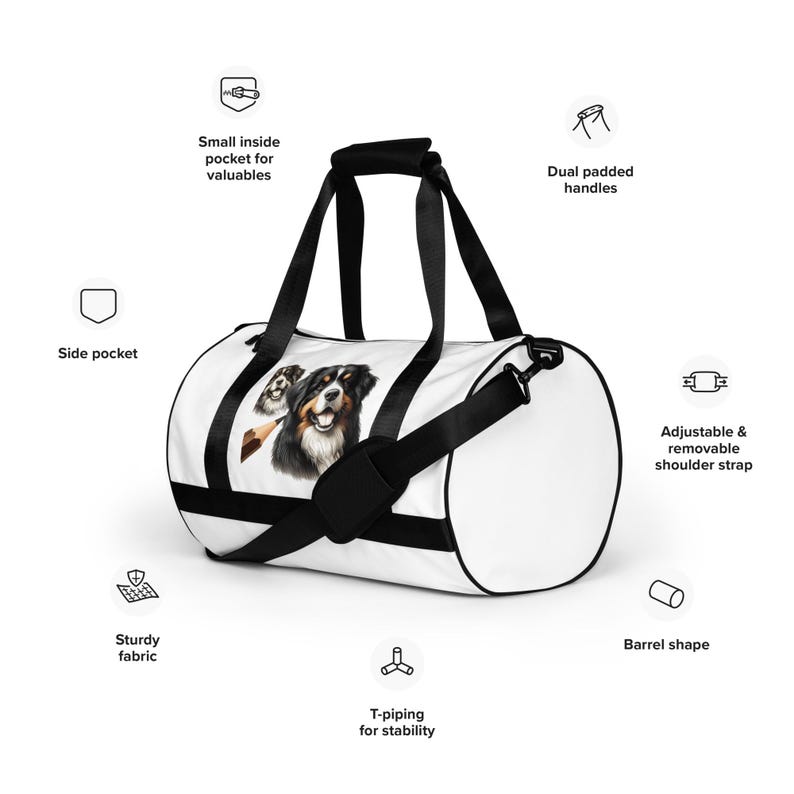 All-over print gym bag for Bernese Mountain Dog lovers