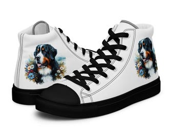 Zapatos de lona de caña alta para mujer, ideales para los amantes del perro de montaña bernés.
