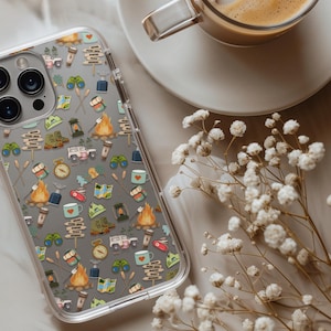 Camping aesthetic phone case, Nature Themed, Girl Scout Gift, for iPhone 15 14 13 12 11 Pro Max 8 Plus X XR XS, Samsung Galaxy S25