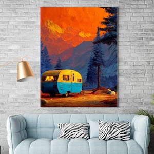 Wilderness Digital Art Print, vibrant camping fun wall Art, camping lovers, gift for campers, Instant Download, gift for the home,