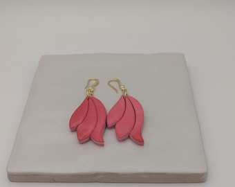 Handmade Clay Pink Ombre Floral Earrings