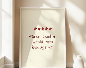 Grappige kunst aan de muur in de klas voor leraren afdrukbaar trendy decor voor klaslokaal educatieve print humor citaat voor leraar cadeau-idee
