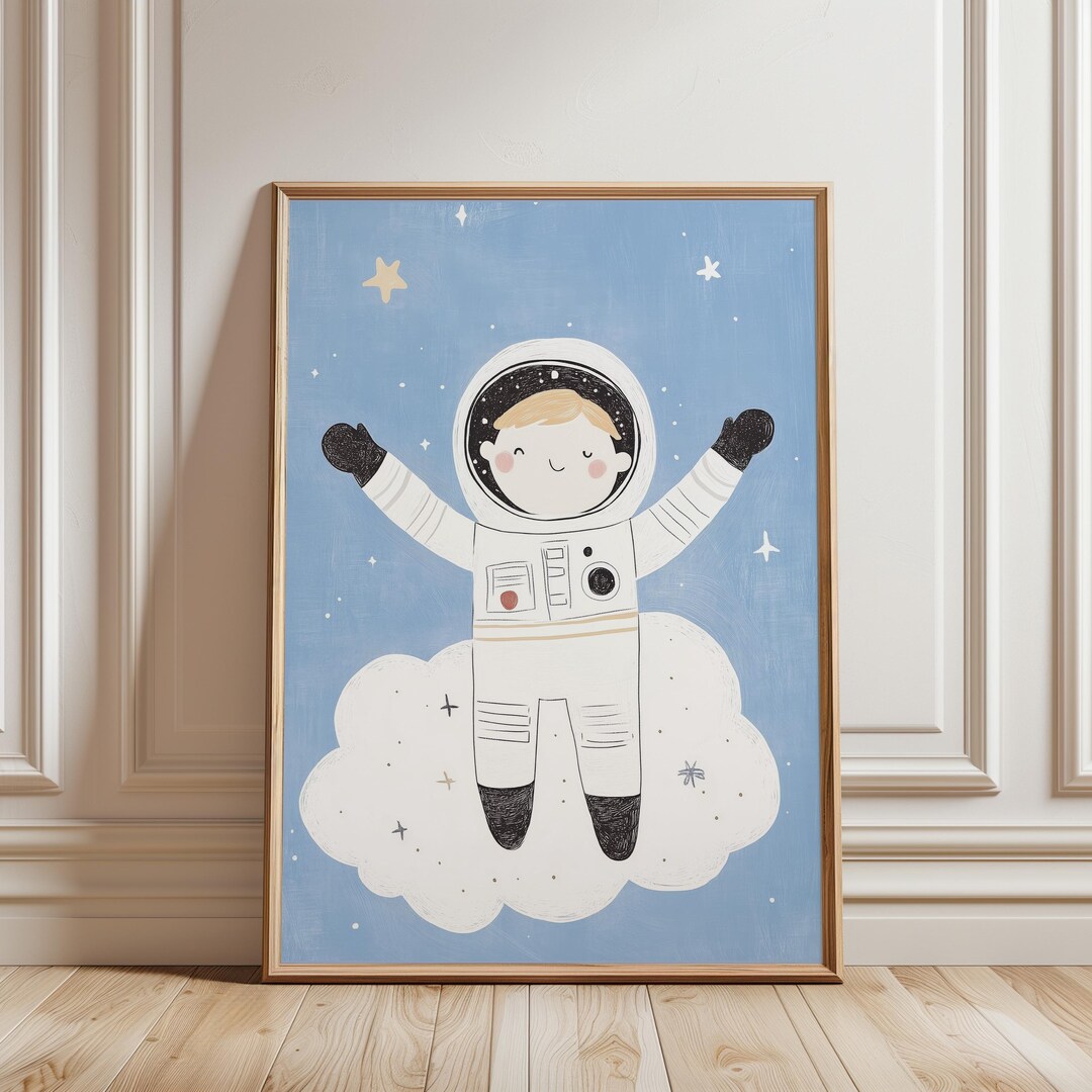Astronaut Nursery Decor Printable Galaxy Poster for Boys Room Outer ...