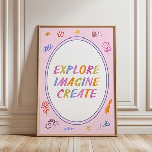 Girls room pink wall art for playroom motivational trendy print digital download