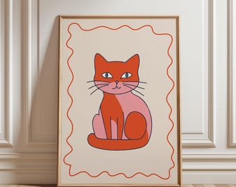 Minimalist Kids Room Decor: Funny Cat Nursery Print Digital Download