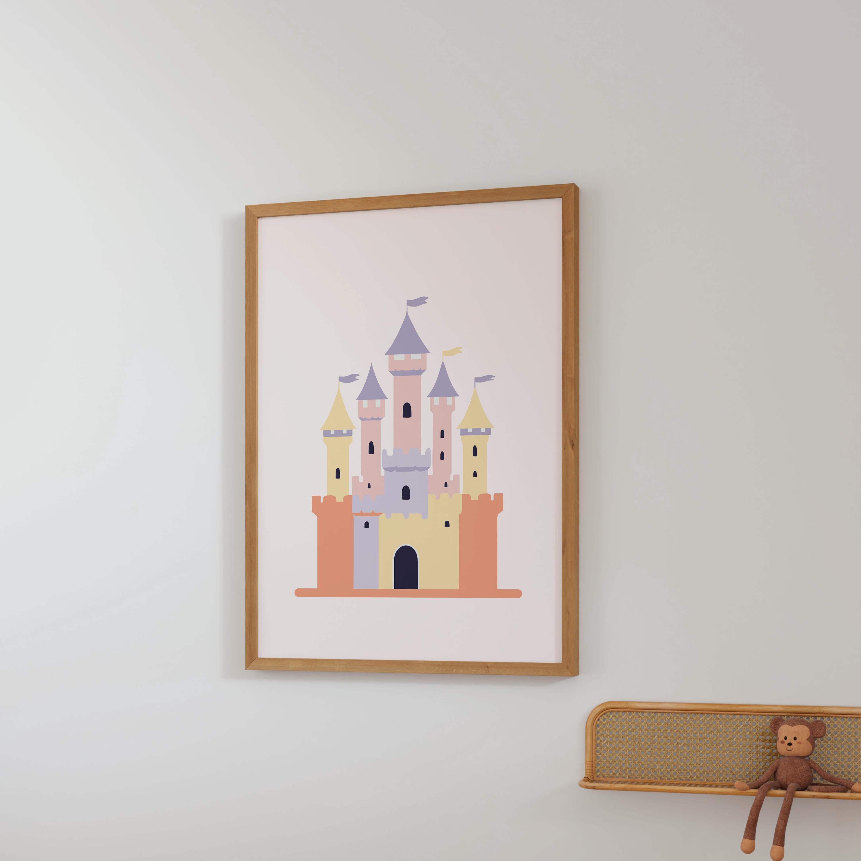 Fairy Tale Castle Wall Art for Girls Room Princess Castle Print Pastel ...