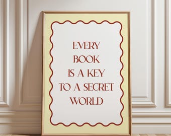 Reading Poster for Kids Room, Book Lover Print, Library Wall Art (Digital Download)