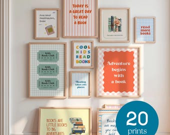 Buch Wand Kunst Bundle für Kinderzimmer Lese Dekor für Kinderzimmer Bibliothek Poster für Buchliebhaber Druck für Leseecke druckbare Buch Poster