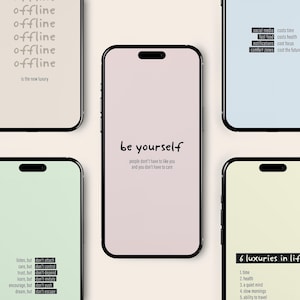 Motivational phone wallpapers self care quotes pack of 5 iPhone lock screen aesthetic positive affirmation backgrounds