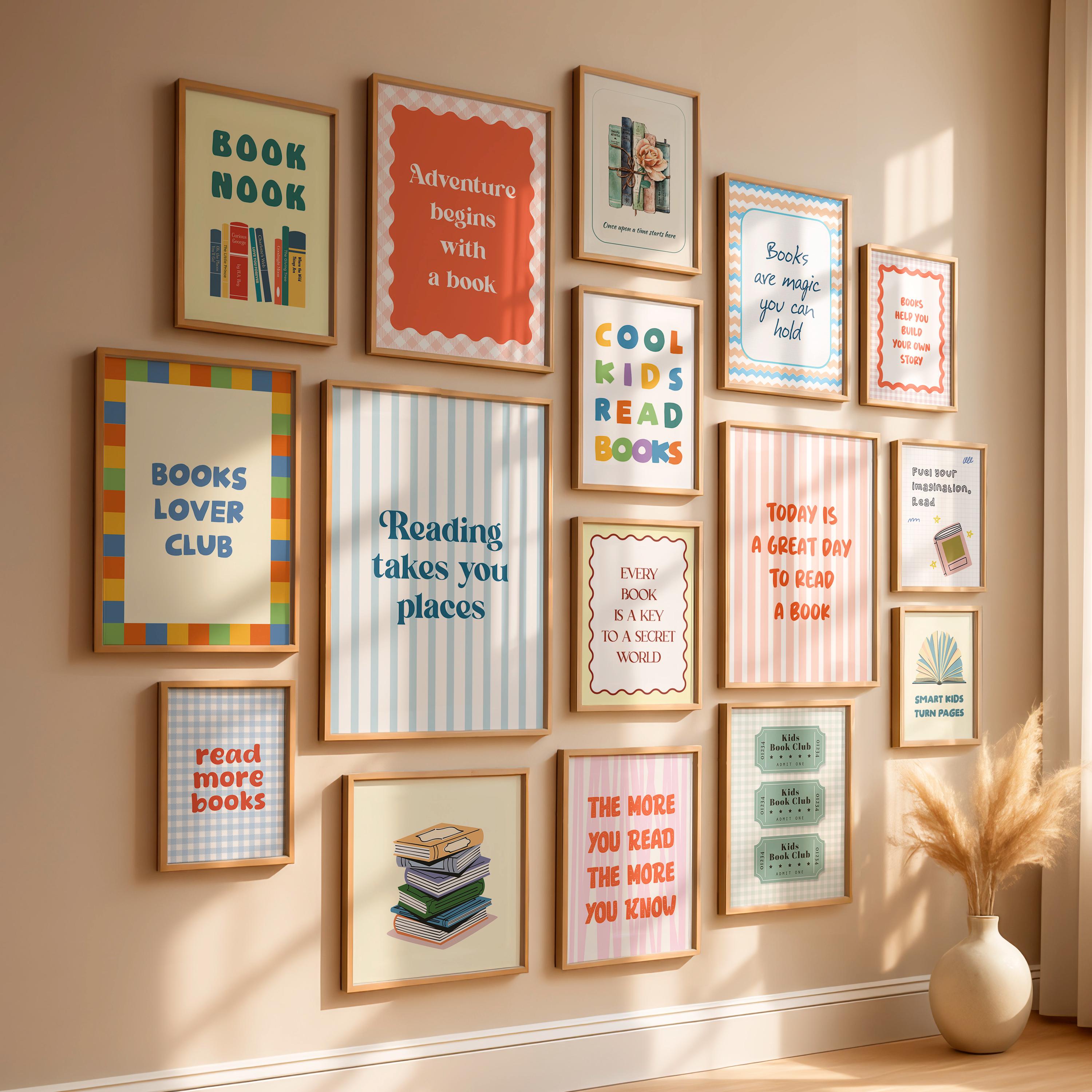 Book Lover Wall Art Bundle for Library Reading Prints for Kids Room ...