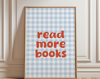 Leer más libros impresos / Arte mural de biblioteca literaria (descarga digital)