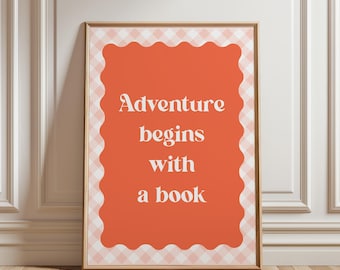 Kids reading wall art print for book nook poster for playroom bookish decor for reading corner poster for book lover gift idea printable