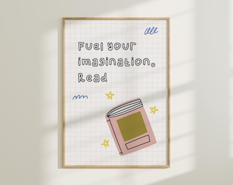 Póster de lectura para habitación infantil, decoración de biblioteca para aula, arte de pared imprimible