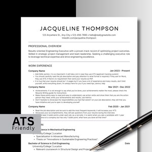 Resume Template ATS Friendly Word & Mac Pages, Modern Minimalist Design, Simple Clean Layout for Professional Job Applications