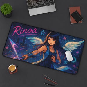 Rinoa, alfombrilla de escritorio para juegos, diseño de Final Fantasy 8, tapete para TCG, regalo para fans de FFVIII, alfombrilla grande para ratón, tapete para cartas de juego