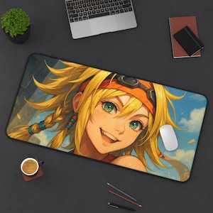 Rikku, alfombrilla de escritorio para juegos, diseño de Final Fantasy X, tapete para TCG, regalo para fans de FFX, alfombrilla grande para ratón, tapete para tarjetas de juego