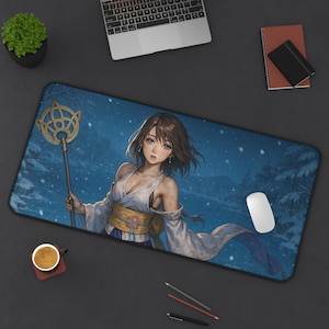 Yuna, Tappetino da Gioco, Design Final Fantasy X, Tappetino da Gioco per TCG, Regalo per Fan di FFX, Grande Tappetino per Mouse, Tappetino per Carte da Gioco