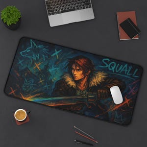 Squall, tapete de escritorio para juegos, diseño de Final Fantasy 8, tapete para TCG, regalo para fans de FFVIII, alfombrilla grande para ratón, tapete para tarjetas de juego
