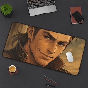 Balthier, tapis de bureau gaming, design Final Fantasy 12, tapis de jeu pour TCG, cadeau pour fan de FFXII, grand tapis de souris, tapis de cartes de jeu