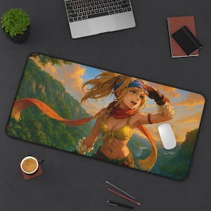 Rikku, alfombrilla de escritorio para juegos, diseño de Final Fantasy X-2, tapete para TCG, regalo para fans de FFX-2, alfombrilla grande para ratón, tapete para tarjetas de juego