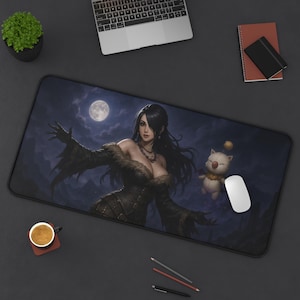 Lulu、ゲーミングデスクマット、ファイナルファンタジーXデザイン、TCG用プレイマット、FFXファンギフト、大型マウスパッド、ゲームカードマット