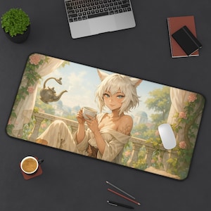 Y'shtola, tapis de bureau de jeu, design Final Fantasy XIV, tapis de jeu pour JCC, cadeau de fan FFXIV, grand tapis de souris, tapis de cartes de jeu