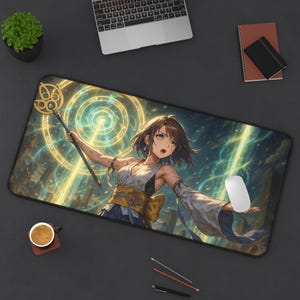 Yuna, Tapete de Mesa Gamer, Design Final Fantasy X, Tapete de Jogo para TCG, Presente para Fã de FFX, Mousepad Grande, Tapete para Cartas de Jogo