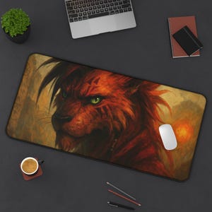 Red XIII, Gaming Schreibtischmatte, Final Fantasy 7 Design, Spielmatte für TKG, FFVII Fan Geschenk, Großes Mousepad, Spielkartenmatte