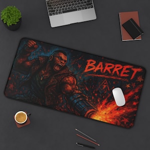 Barrett, Gaming Schreibtischmatte, Final Fantasy 7 Design, Spielmatte für TKG, FFVII Fan Geschenk, Großes Mousepad, Spielkartenmatte