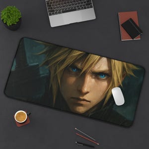 Alfombrilla de escritorio para juegos Cloud, diseño de Final Fantasy 7, tapete para TCG, regalo para fans de FFVII, alfombrilla grande para ratón, tapete para tarjetas de juego